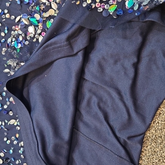 NWT Aidan by Aidan Mattox Hand Beaded Cocktail Halter FIT & Flare  dress sz 8 - Picture 7 of 10